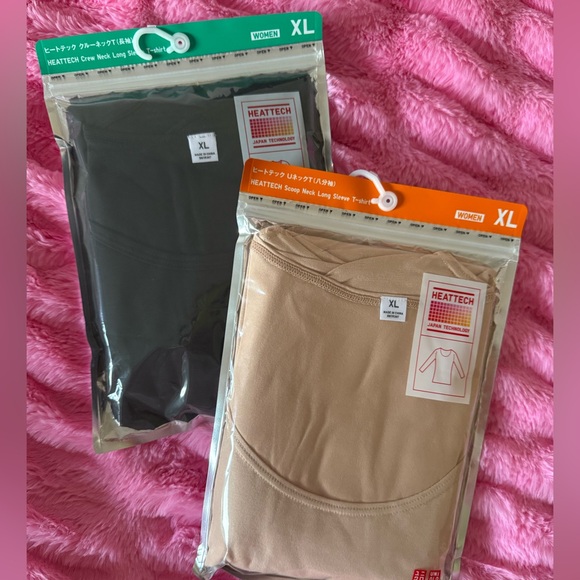 Uniqlo Women's Heattech Long Sleeve Tops in Black and Tan - Picture 1 of 5